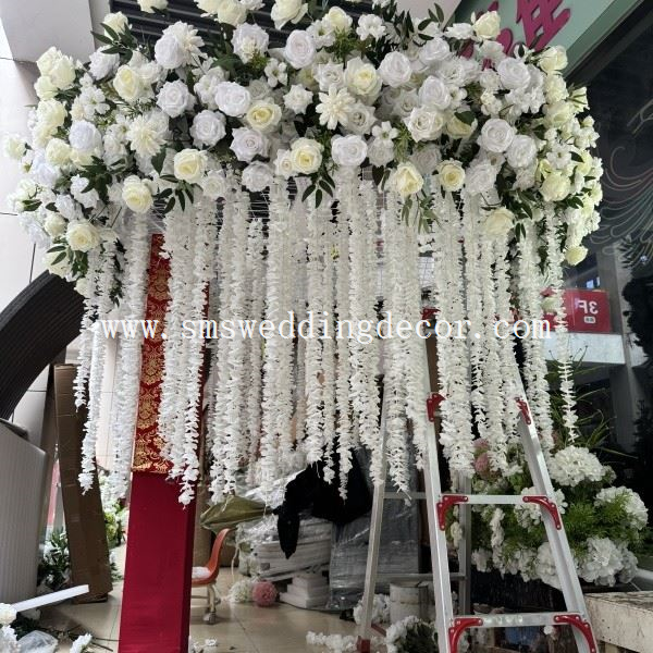 fake flowers hanging from ceiling